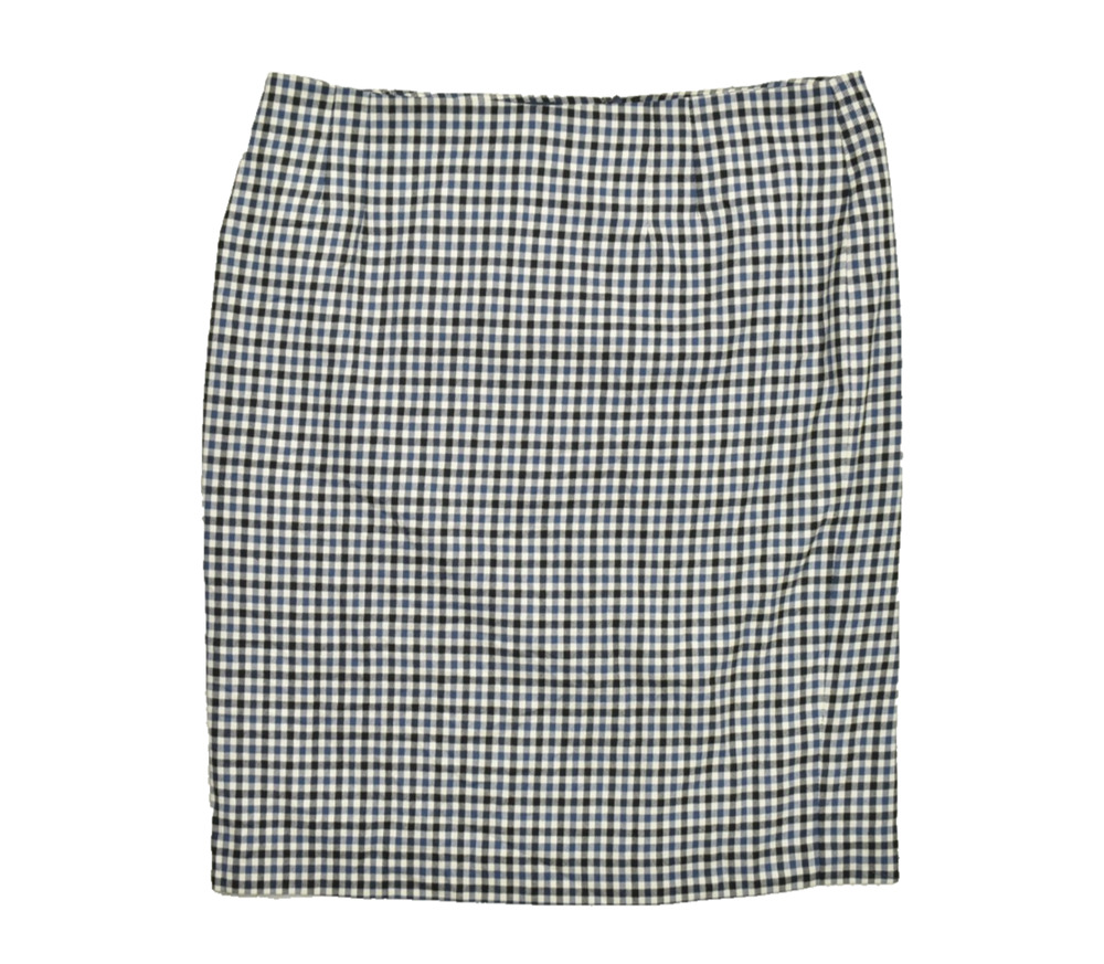 Pendleton Women Size 18 Wool Pencil Skirt Blue Black Gingham Plaid Made in USA